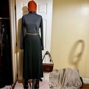 Vintage Wms GianFranco Ferre Studio Gray Wool High Slit Maxi Lined Wrap Skirt 14